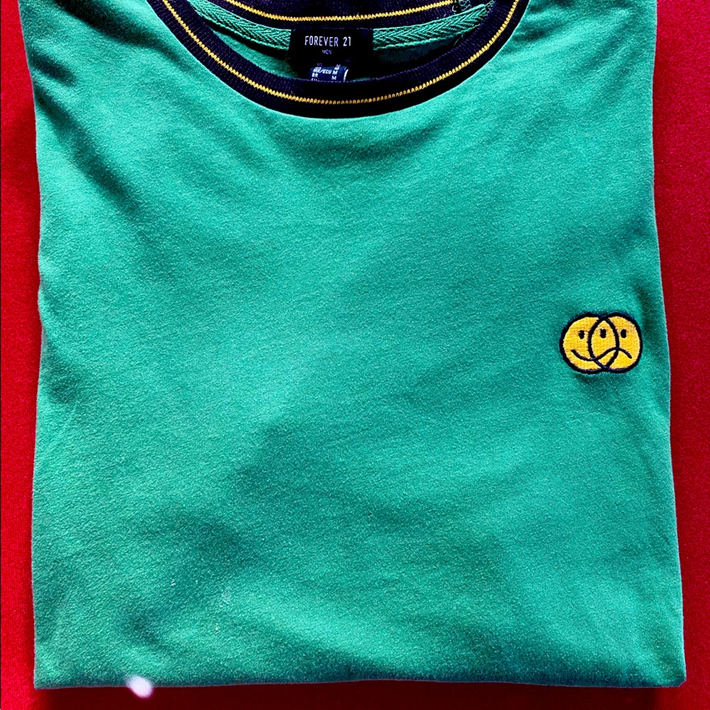 T-Shirt with Smiley Face Emblem